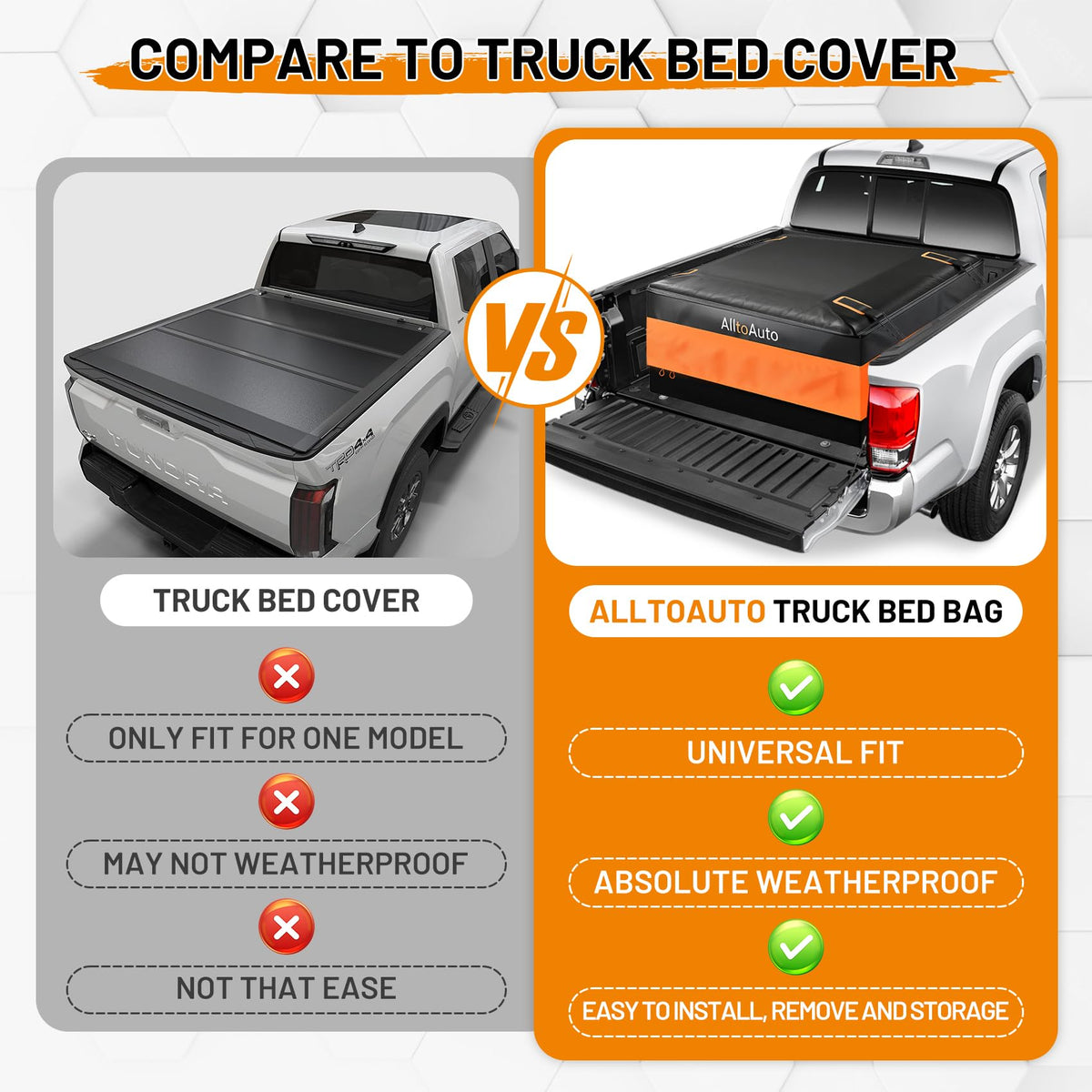 AlltoAuto folded into included storage bag for compact, space-saving storage