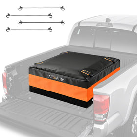 AlltoAuto front view of orange and black cargo bag showing capacity benefit