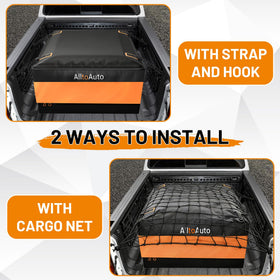 AlltoAuto bag loaded in truck bed showing capacity and road stability