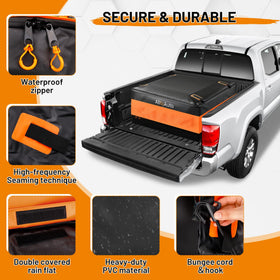 AlltoAuto cargo bag loaded in truck bed with gear for organized transport