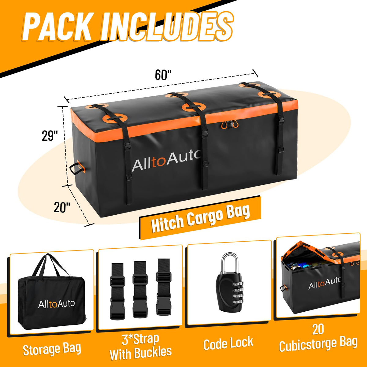 AlltoAuto packed with luggage illustrating 20 cu ft storage capacity