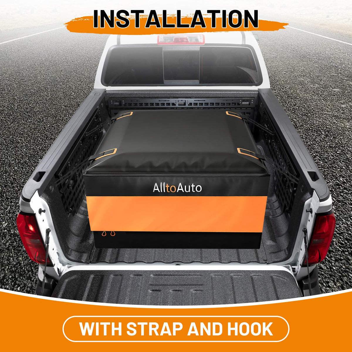 AlltoAuto bag beside suitcases showing 26 cubic feet capacity comparison