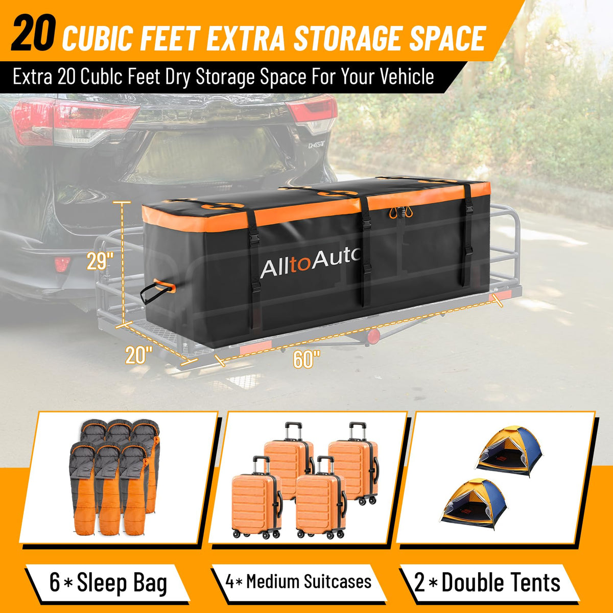 AlltoAuto close-up of straps and buckles for secure hitch attachment