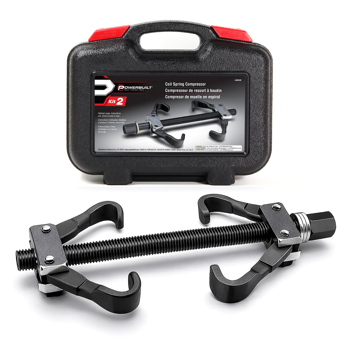 Alltrade Powerbuilt front view with open case showing organized kit, displays durability