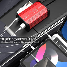 ALLWEI closeup of AC outlets showing compatibility for laptops and small appliances