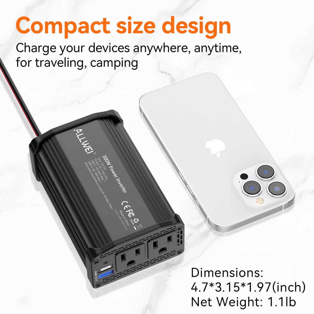 ALLWEI plugged into cigarette lighter demonstrating easy in-car installation