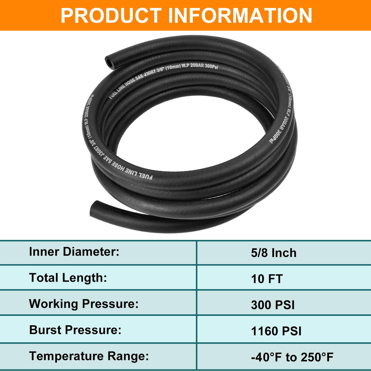 ALLWIN cut hose end showing 5/8" ID and 1" OD for correct sizing