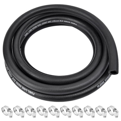 ALLWIN front view of 10ft fuel hose kit showing hose and clamps for easy replacement