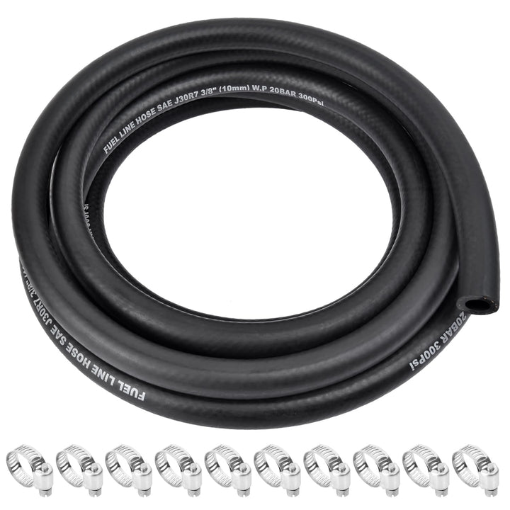 ALLWIN front view of 10ft fuel hose kit showing hose and clamps for easy replacement