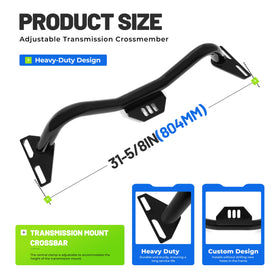 ALMULOO side profile of crossmember illustrating clearance and fitment advantage