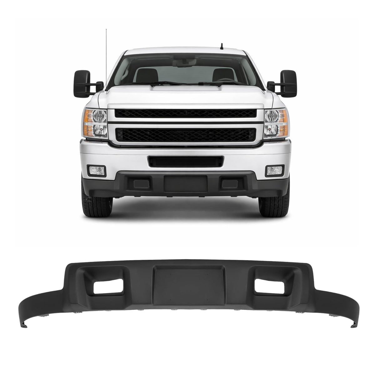 ALMULOO front bumper lower valance front view showing clean fit and restored appearance