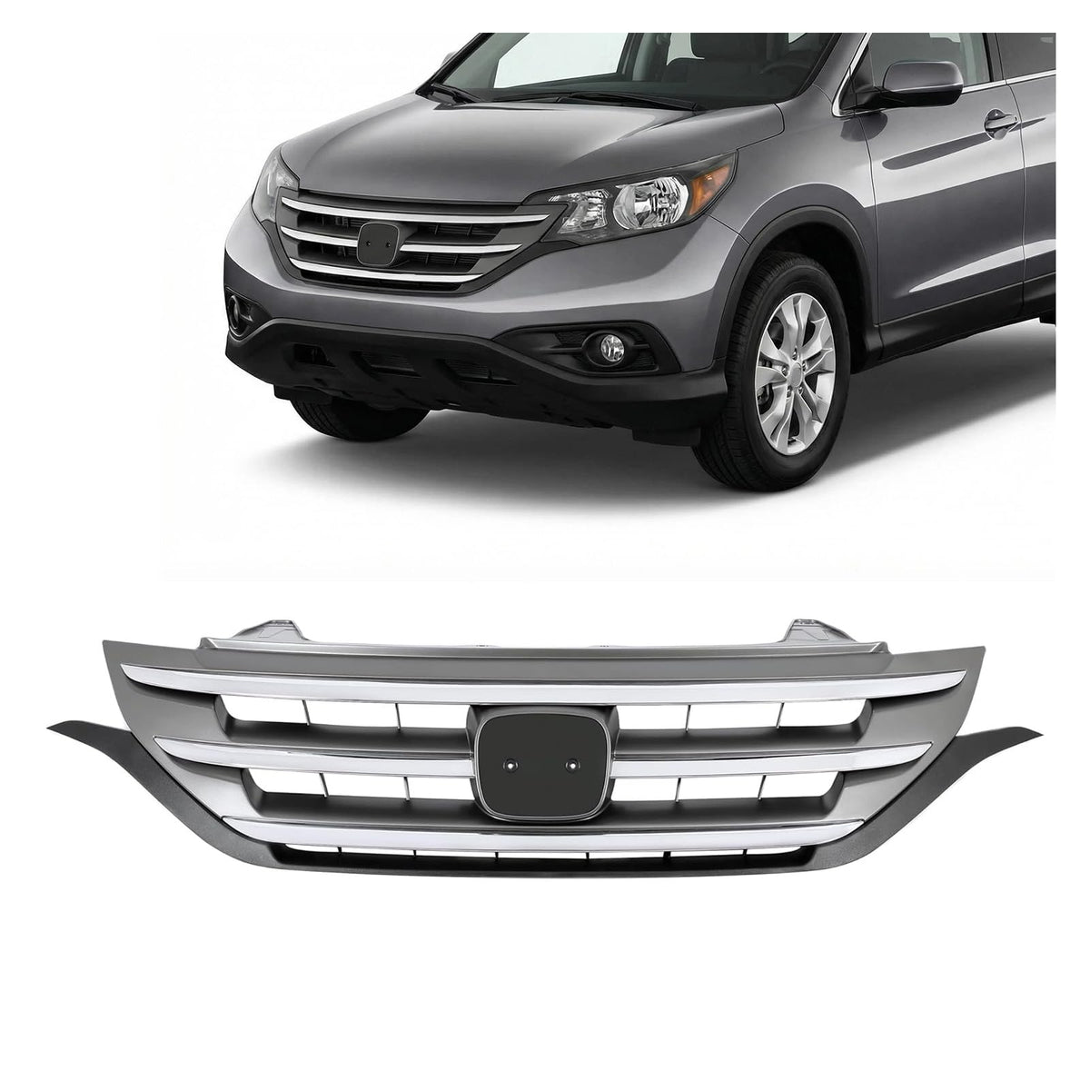 ALMULOO grille front view installed showing refreshed CR-V face and improved style