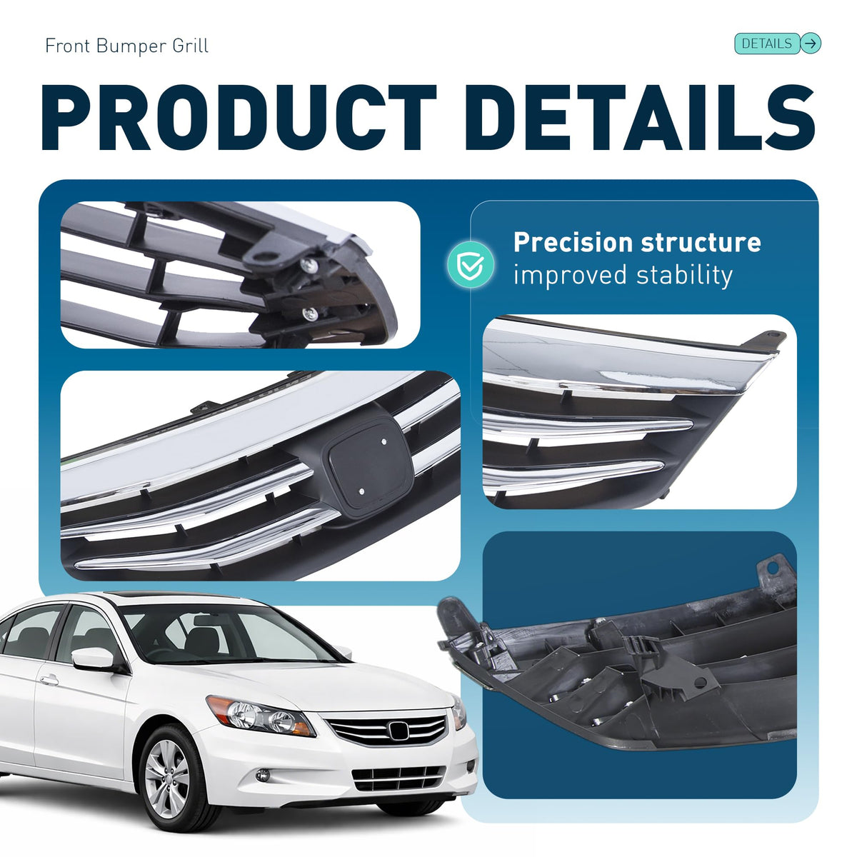 ALMULOO grille installed on Accord demonstrating refreshed front appearance