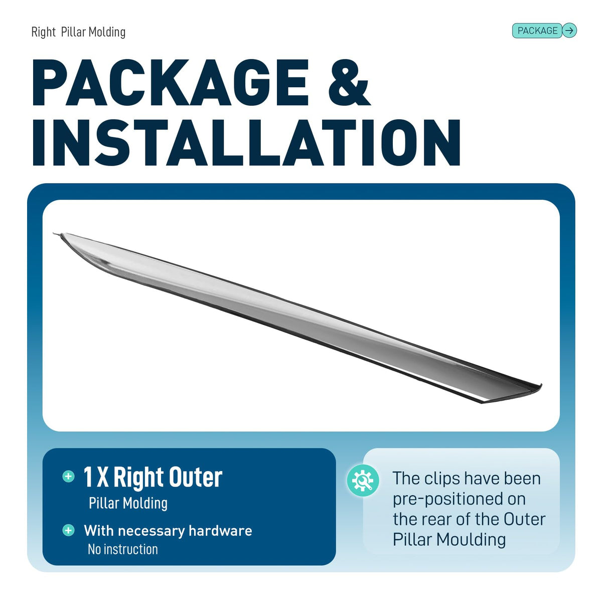 ALMULOO molding held in hand to show size and installation ease