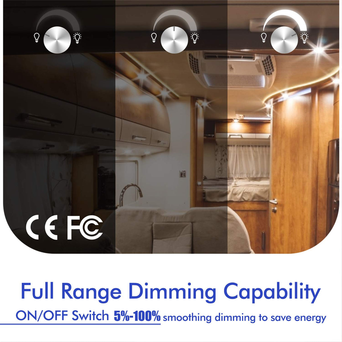 ALOVECO close-up of rotary knob and markings for precise brightness adjustment