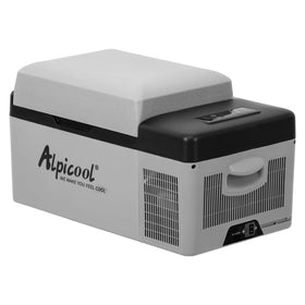 Alpicool C20 front view showing compact design and lid seal for reliable cooling