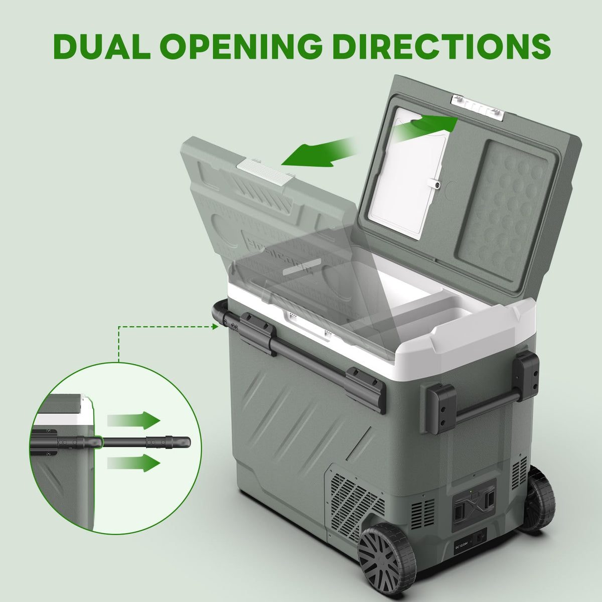 Alpicool packed with cans and bottles demonstrating high 62 QT storage capacity