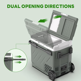 Alpicool packed with cans and bottles demonstrating high 62 QT storage capacity