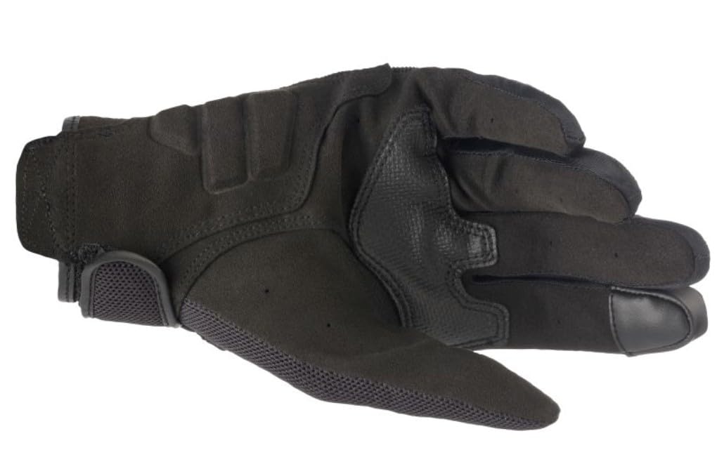 Alpinestars Copper glove palm close-up showing synthetic suede and improved durability benefit