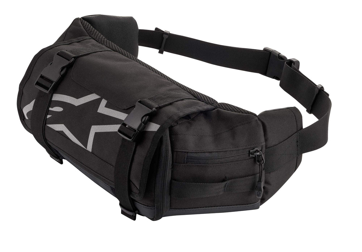 Alpinestars front view showing pack shape and pockets for organized storage