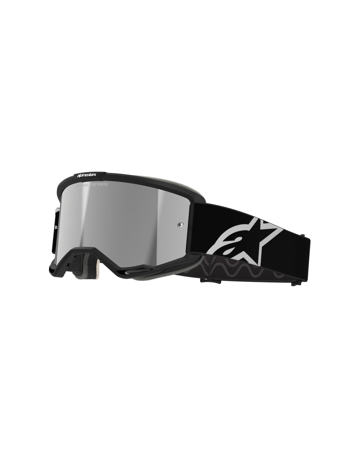 Alpinestars Vision 5 front view showing black frame and silver mirror lens for superior glare control
