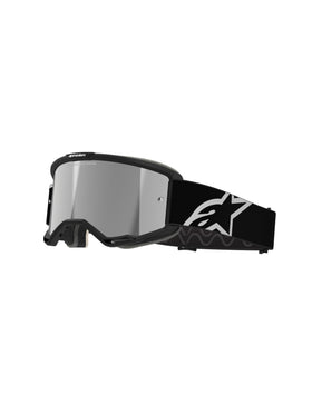 Alpinestars Vision 5 front view showing black frame and silver mirror lens for superior glare control