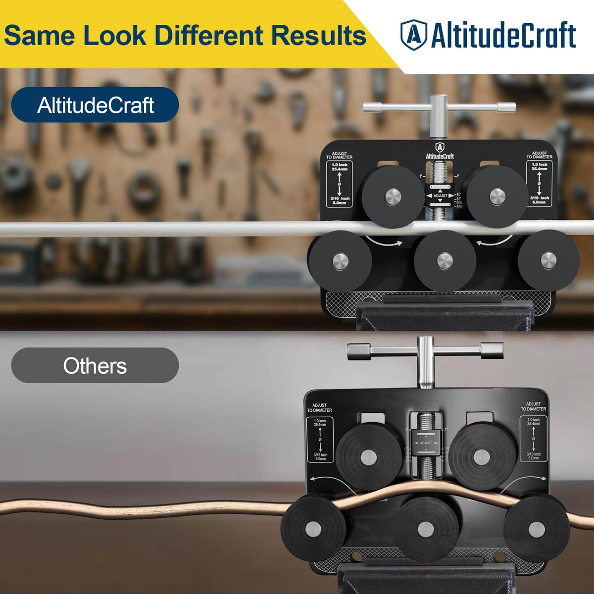 AltitudeCraft straightened tubing comparison showing smooth OEM-like line finish