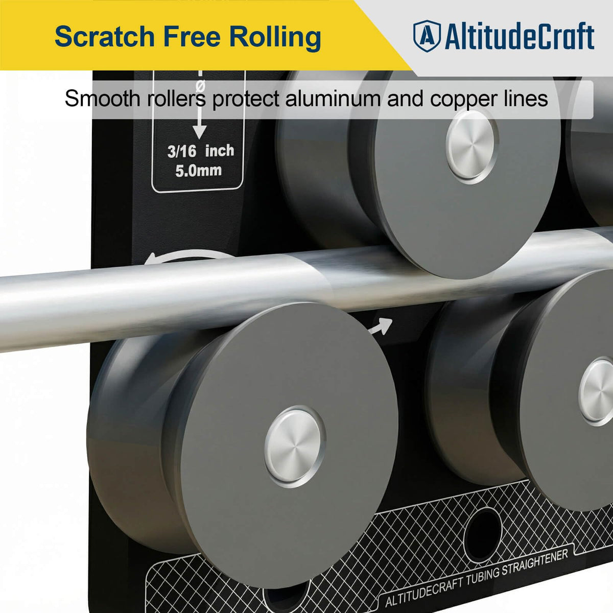 AltitudeCraft tubing through rollers in use speeding straightening and reducing scrap