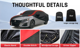 AltoCover Altima racing stripes in driveway highlighting sporty style