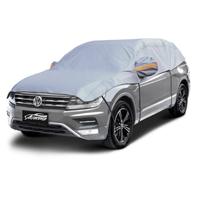 AltoCover front top view showing full windshield and hood protection for quick coverage