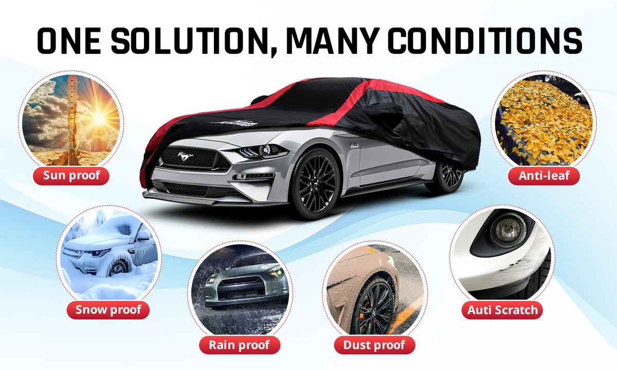 AltoCover red racing stripes on top adding sporty style to Mustang