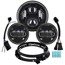 AlyoNed 7-inch headlight front view showing bright beam and improved visibility