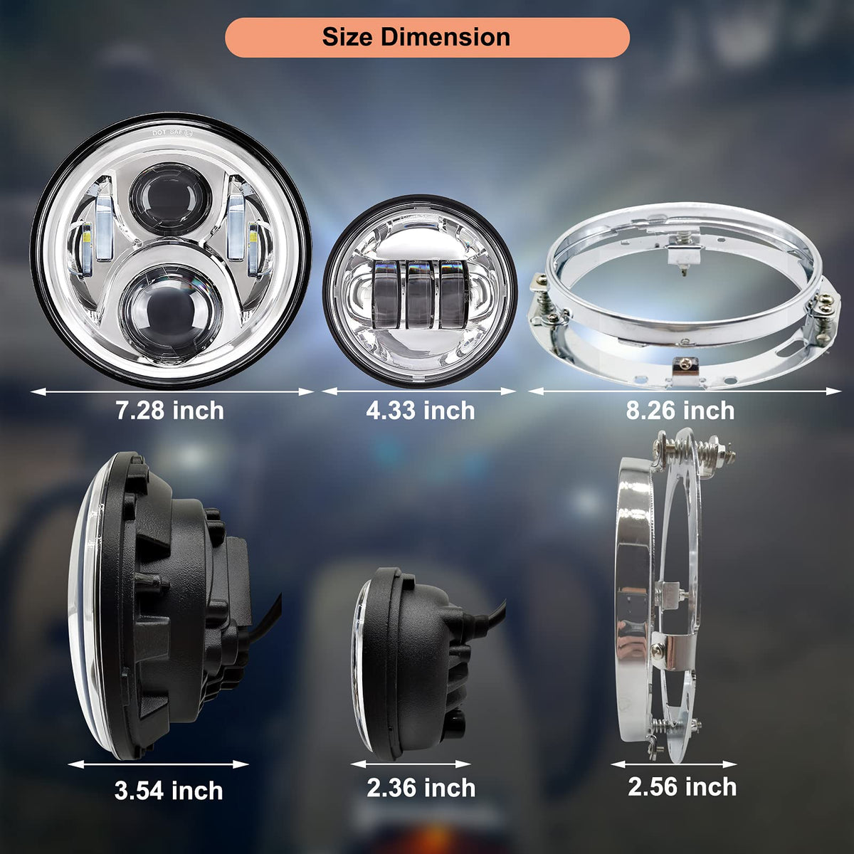 AlyoNed headlight size next to ruler showing accurate scale and fitment assurance benefit