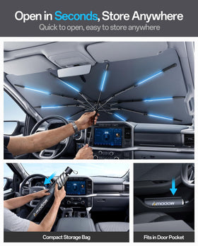 AMADAW installed on Forester windshield, keeps interior cooler when parked