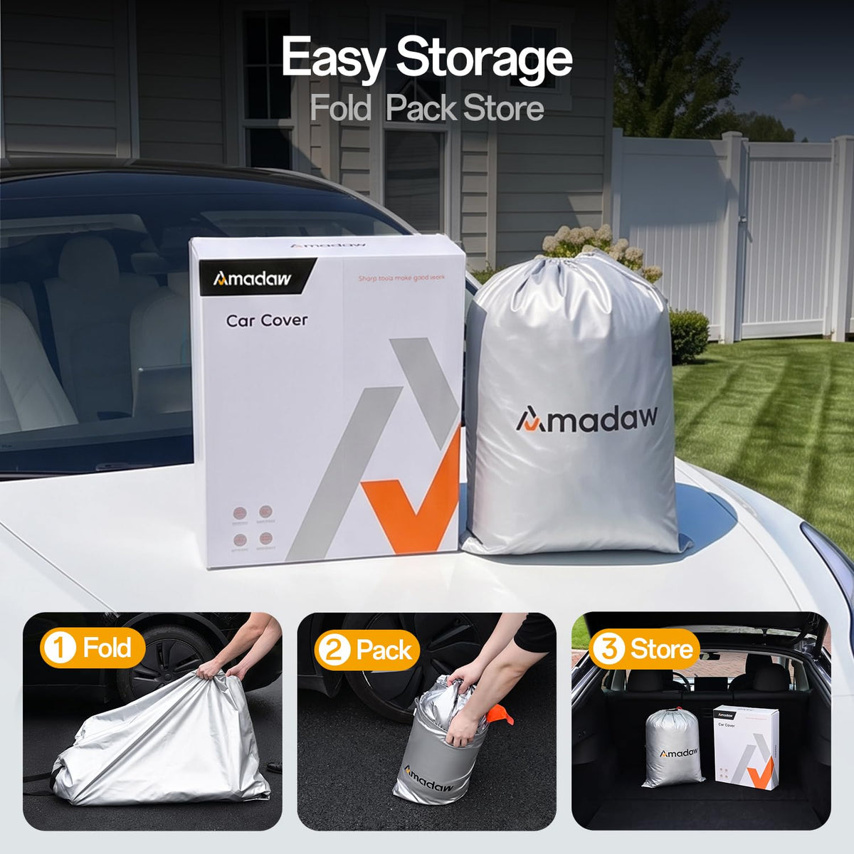 AMADAW windproof straps and buckles securing cover in strong winds