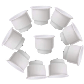 Amarine Made front view of white 10-pack cup holders, neat storage benefit