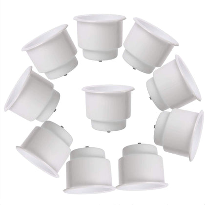 Amarine Made front view of white 10-pack cup holders, neat storage benefit