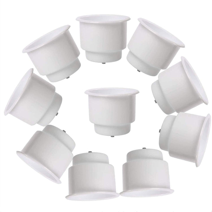 Amarine Made front view of white 10-pack cup holders, neat storage benefit