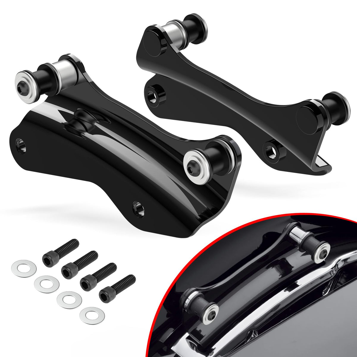 Amazicha front view of docking hardware kit showing complete black finish and benefits