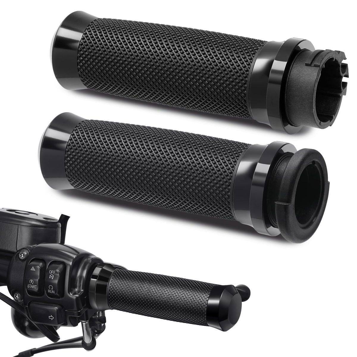 Amazicha front view of grips on packaging showing model compatibility and durable design