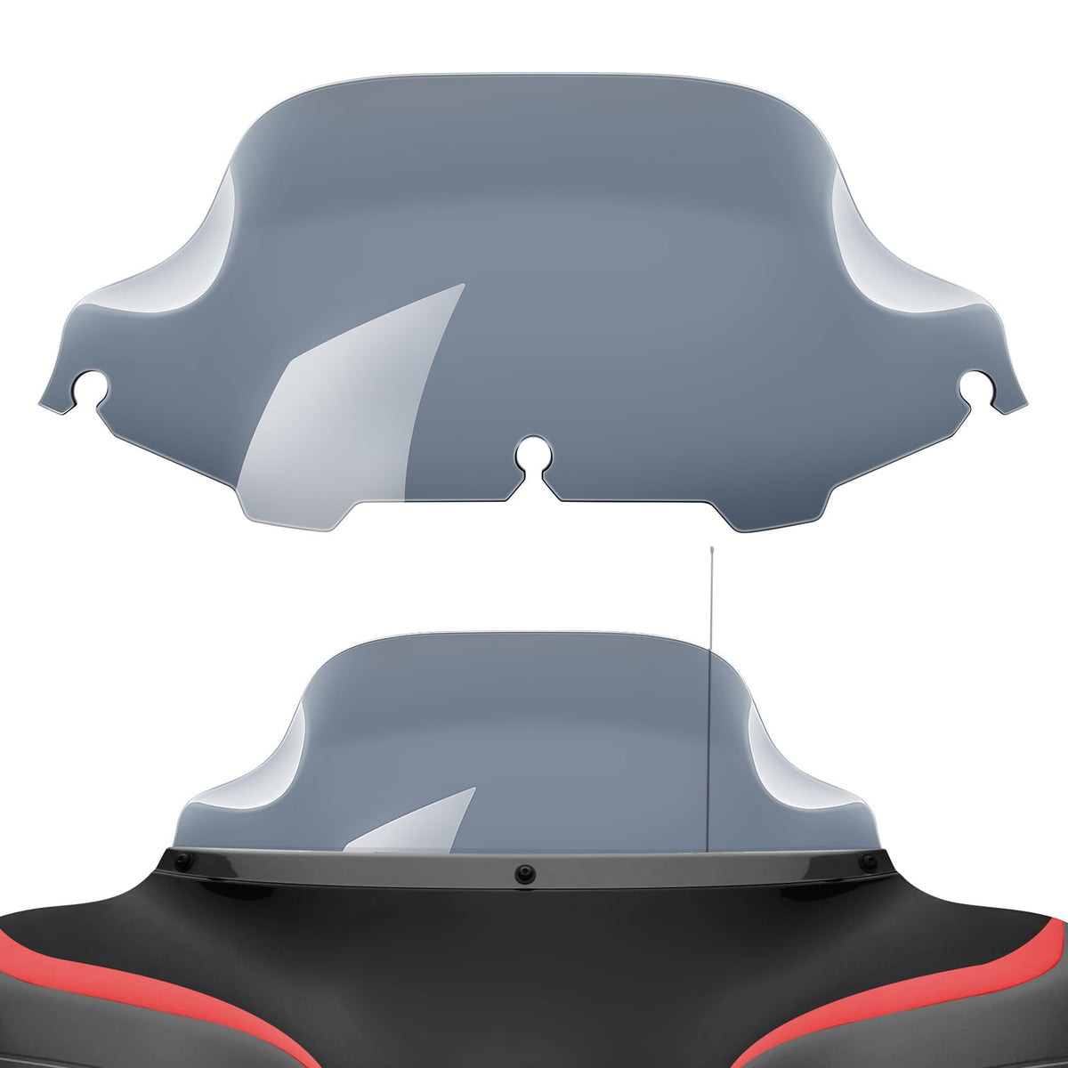 Amazicha front view installed wave windshield shows sleek styling and improved airflow