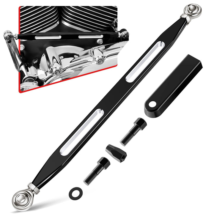 Amazicha front view of black shift linkage showing clean fit and improved control