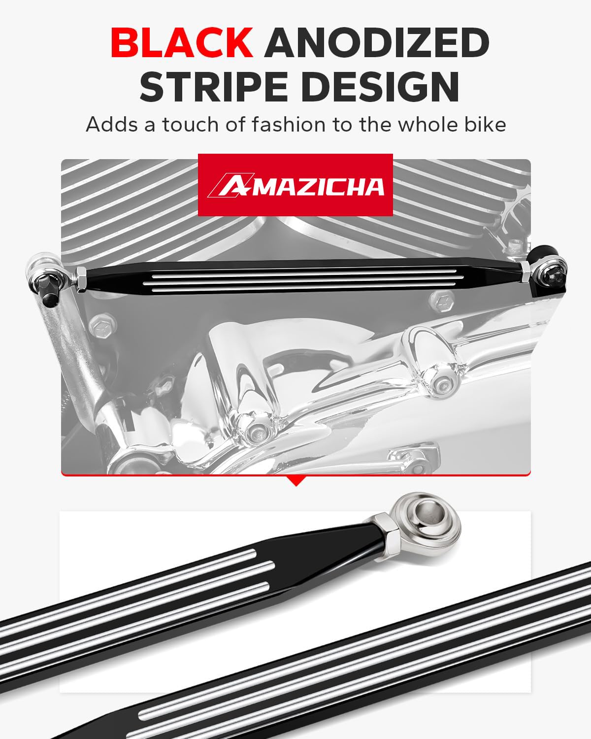 Amazicha linkage installed on Softail shifter showing improved ergonomics