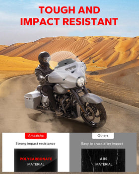 Amazicha on motorcycle in scenic ride illustrating comfort and visibility