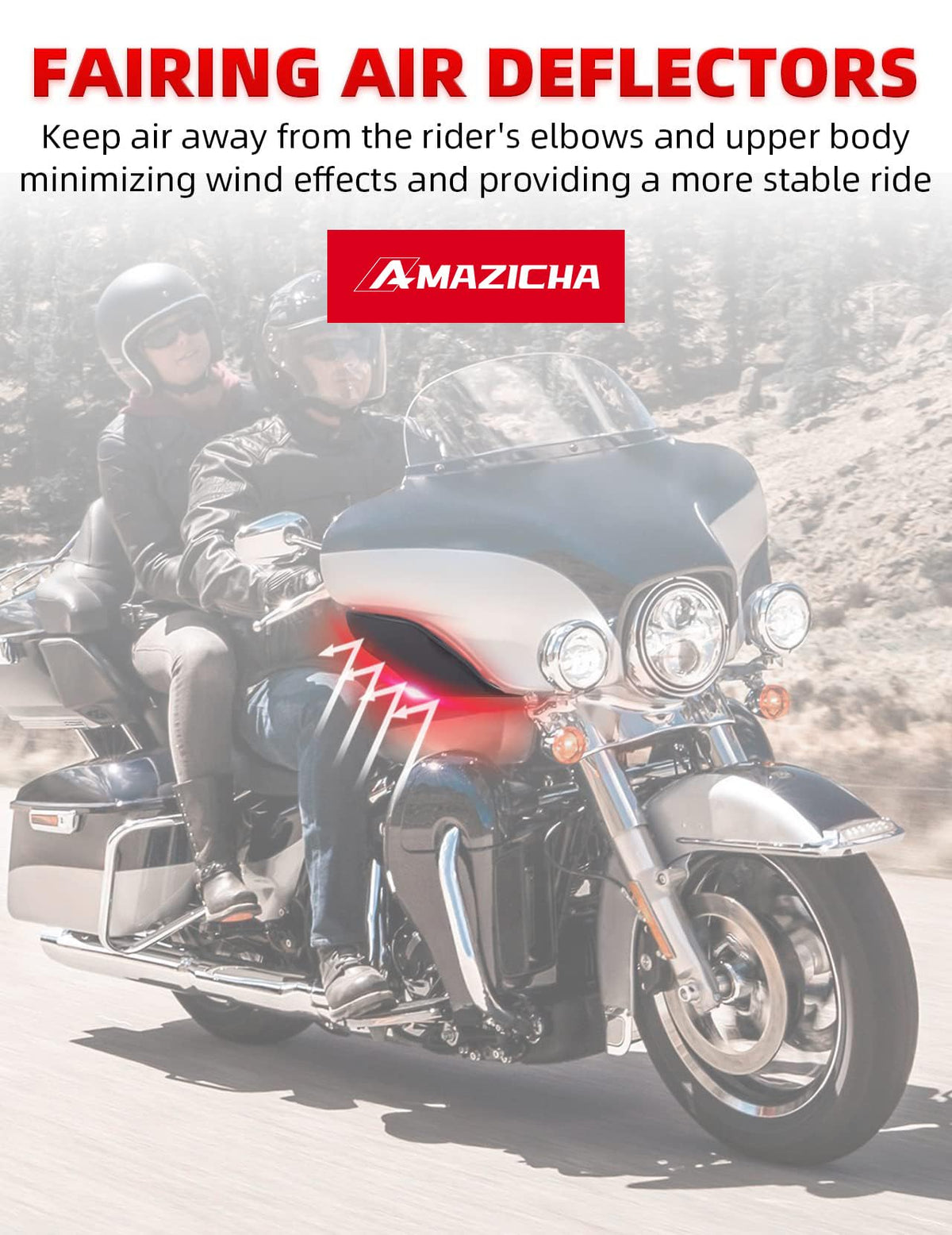 Amazicha rider perspective showing air deflection benefit and calmer helmet airflow
