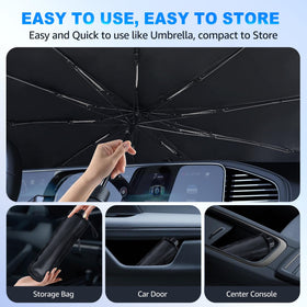AMAZKER installed on a car windshield blocking sunlight and heat