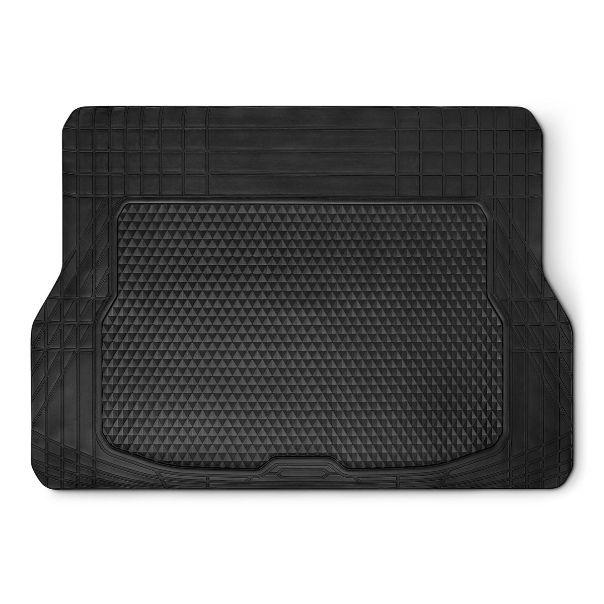 Amazon Basics cargo liner front packaging showing full coverage and durable material