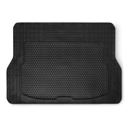 Amazon Basics cargo liner front packaging showing full coverage and durable material