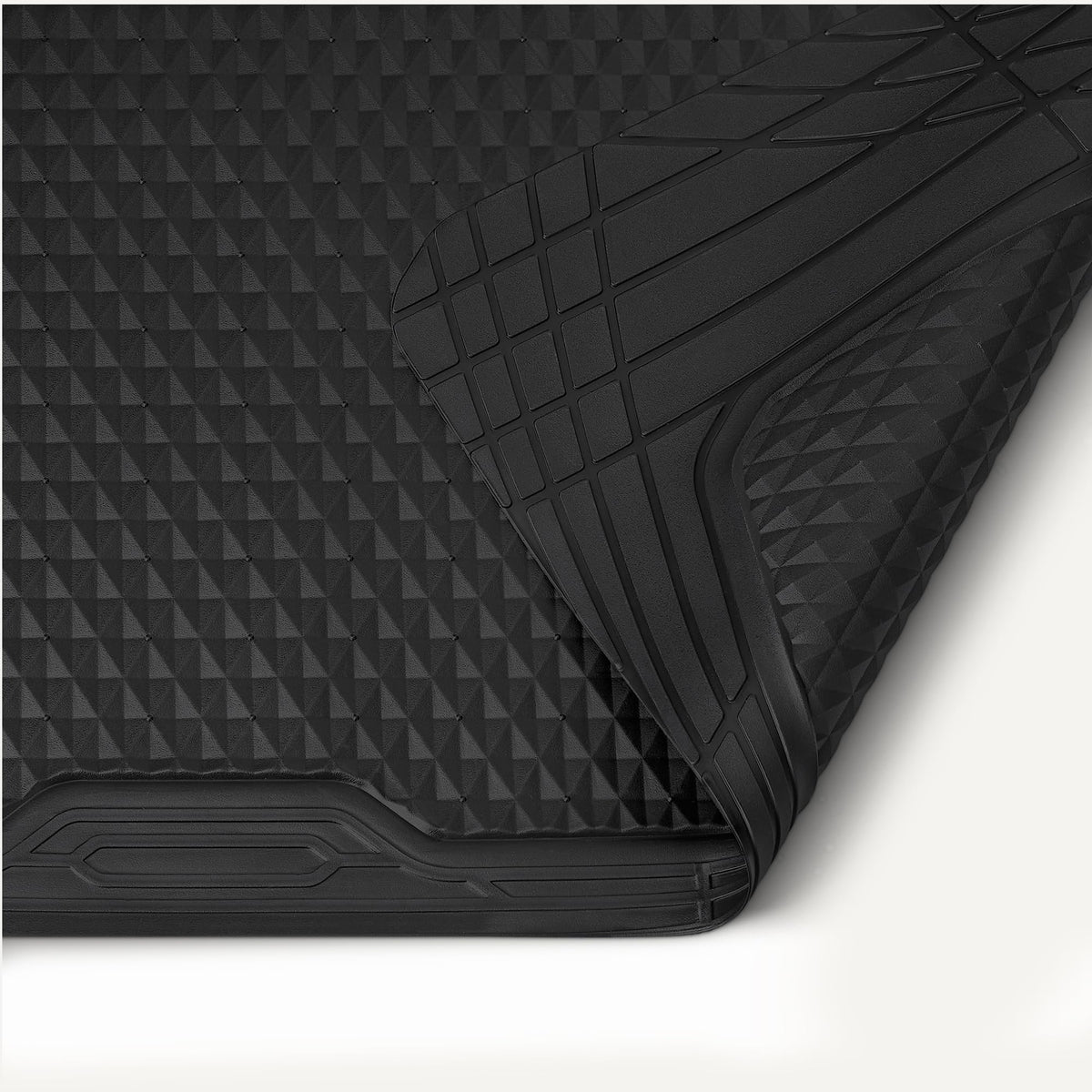 Amazon Basics cargo liner beside ruler to show trimmable size and scale