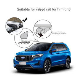 Amazon Basics cross rails carrying a roof box demonstrating additional cargo capacity and convenience